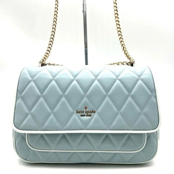 Kate Spade Colorblock Carey Quilted Leather Flap Shoulder Bag Wild Sage - Picture 2 of 11